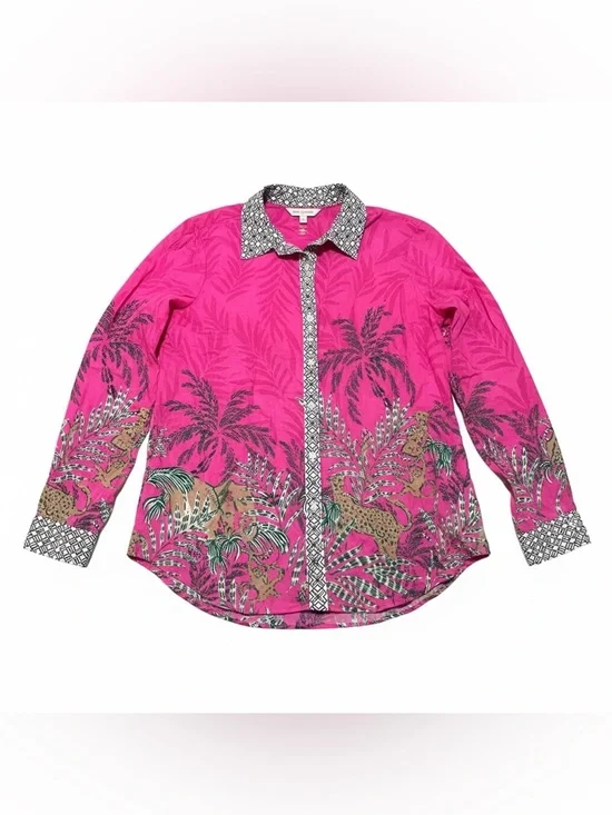 Lilly Pulitzer Long Sleeve Button Up Lake View Cotton Tunic Animal Jungle Print - Picture 4 of 6